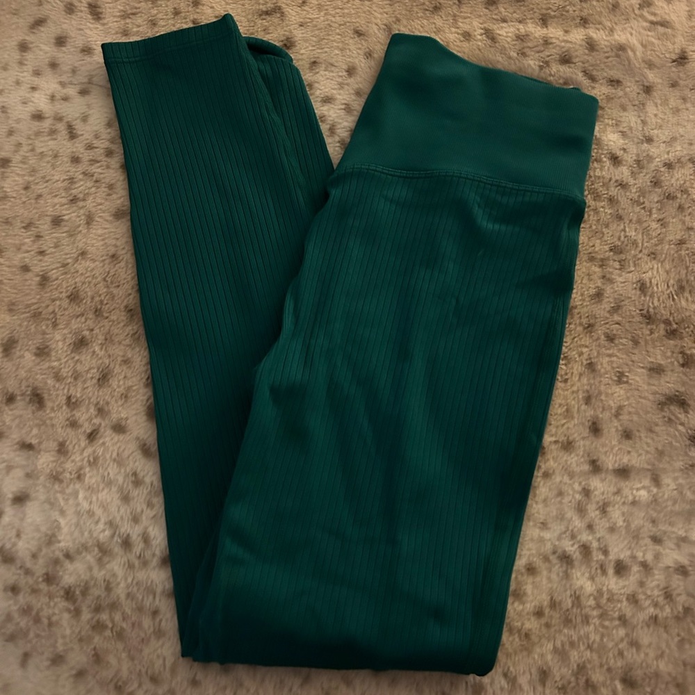 Green Ribbed Leggings